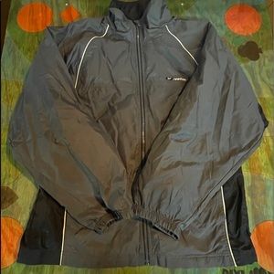 Reebok Men’s Full Zip Windbreaker Jacket Size Large Gray Fleece Lined RN 69421.